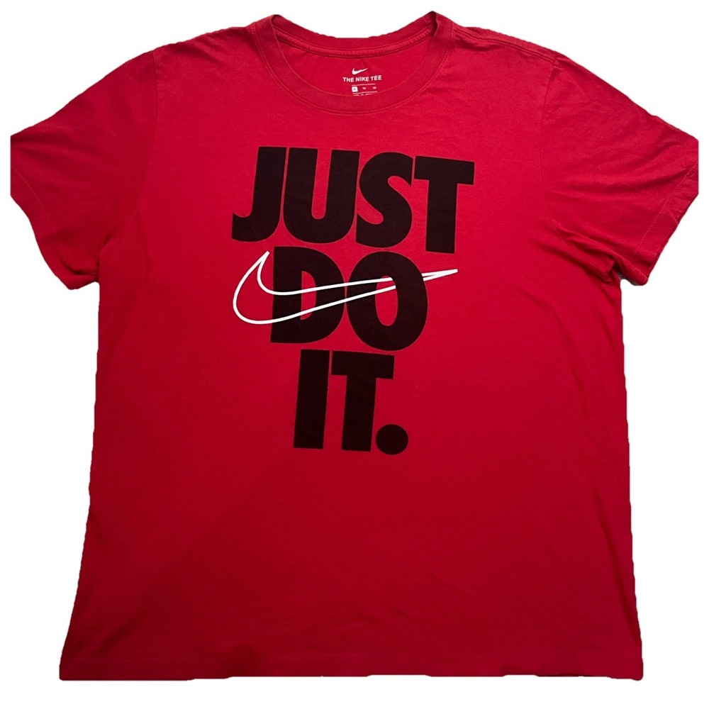 Nike Tee Mens Red Short Sleeve Just‎ Do It T-shirt Size XL